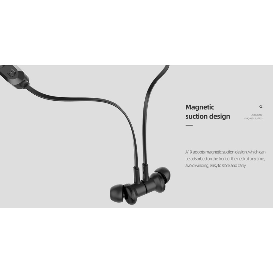 CELEBRAT earphones A19 με μαγνήτη, Bluetooth, 10mm, 110mAh, μαύρα - Image 3