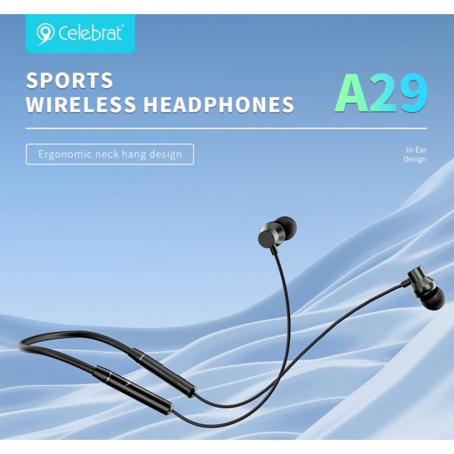 CELEBRAT earphones A29 με μαγνήτη, Bluetooth, 10mm, 80mAh, μαύρα - Image 5