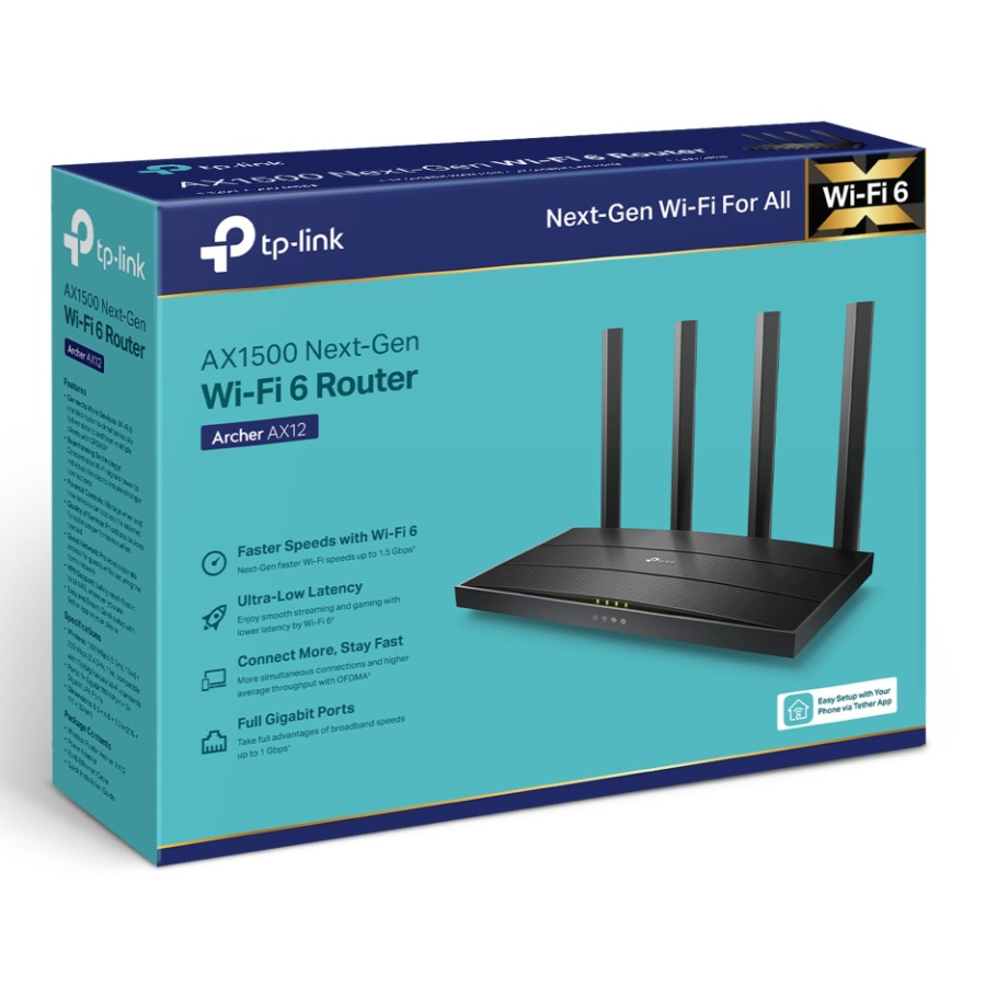 TP-LINK Router Archer AX12, WiFi 6, 1.5Gbps AX1500, Dual Band, Ver. 1.0 - Image 4