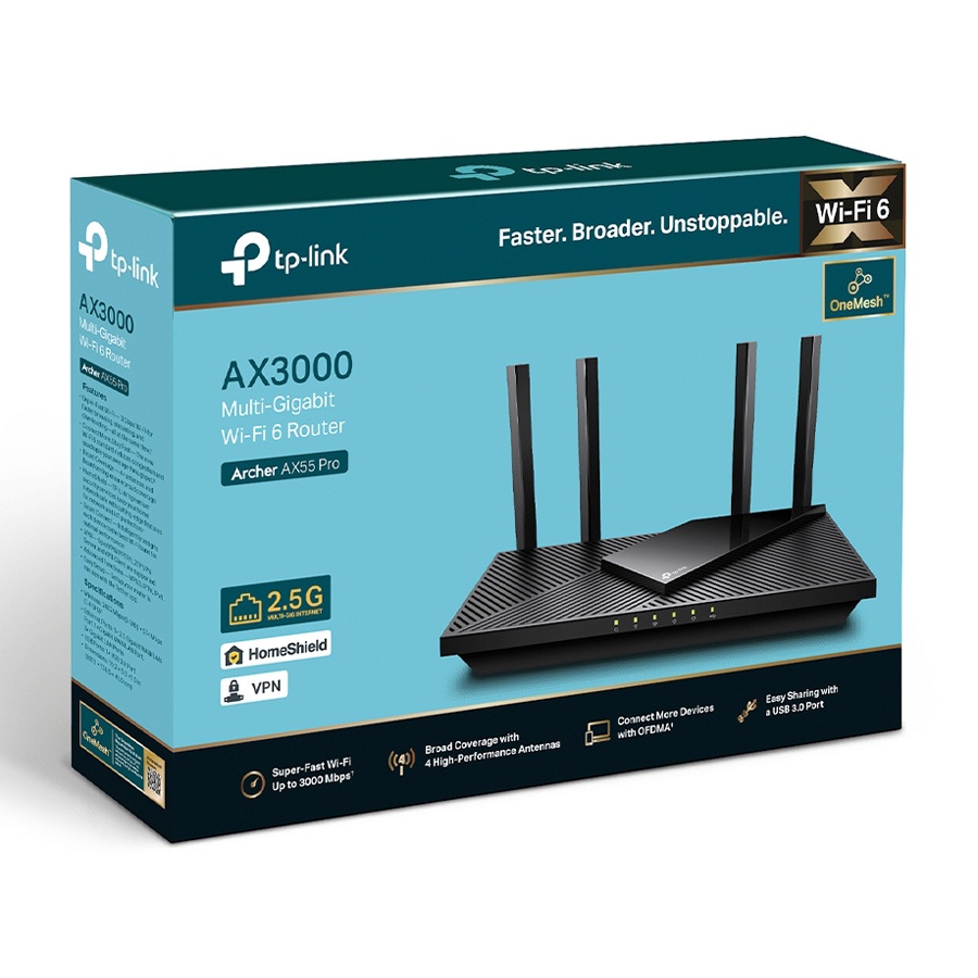 TP-LINK Router Archer AX55 Pro, WiFi 6, 3Gbps AX3000, Dual Band, V.1.0 - Image 8