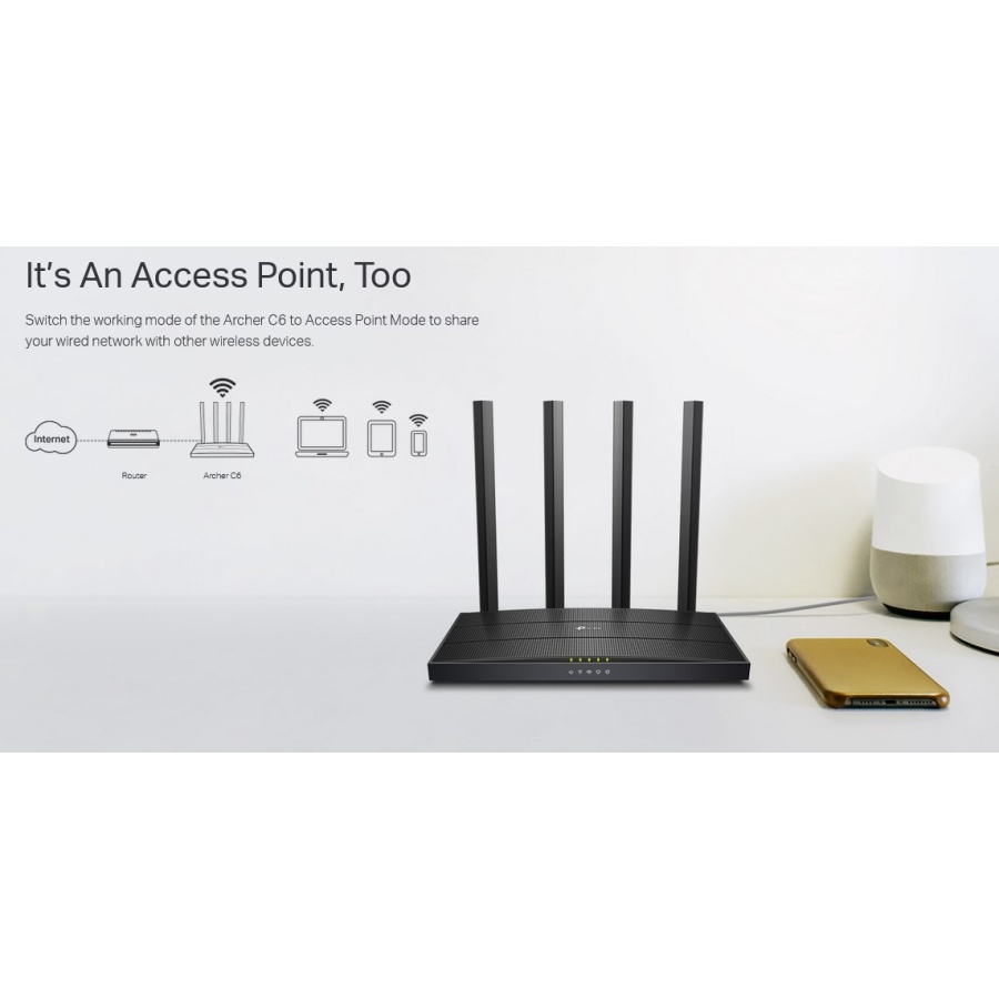 TP-LINK Router Archer C6, Wi-Fi 1200Mbps AC1200, MU-MIMO, Ver. 4.0 - Image 3