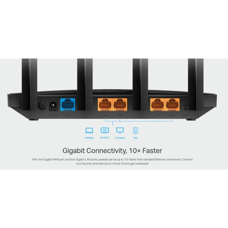 TP-LINK Router Archer C6, Wi-Fi 1200Mbps AC1200, MU-MIMO, Ver. 4.0 - Image 2