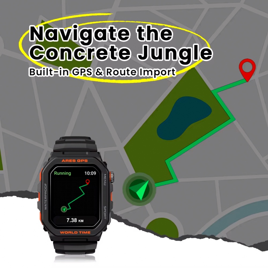 ZEBLAZE smartwatch Ares GPS, heart rate, 1.75" IPS, GPS, 3 ATM, μαύρο - Image 2