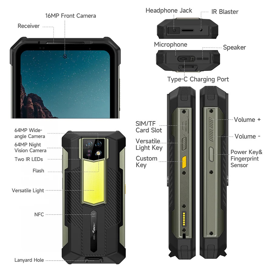 ULEFONE smartphone Armor 24, 6.78", 12/256GB, 22000mAh, IP68/IP69K, μαύρο - Image 3