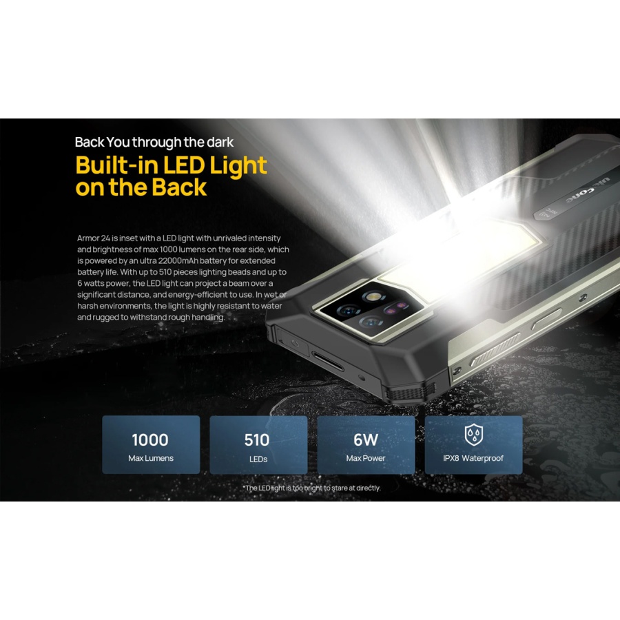 ULEFONE smartphone Armor 24, 6.78", 12/256GB, 22000mAh, IP68/IP69K, μαύρο - Image 6