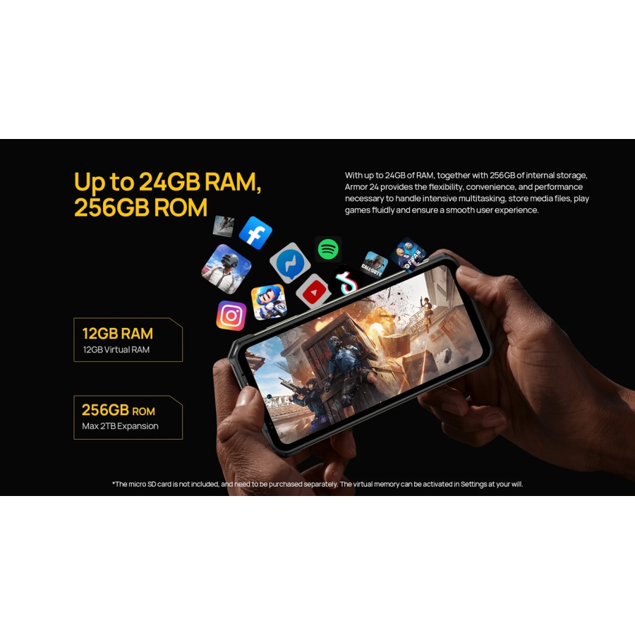 ULEFONE smartphone Armor 24, 6.78", 12/256GB, 22000mAh, IP68/IP69K, μαύρο - Image 7