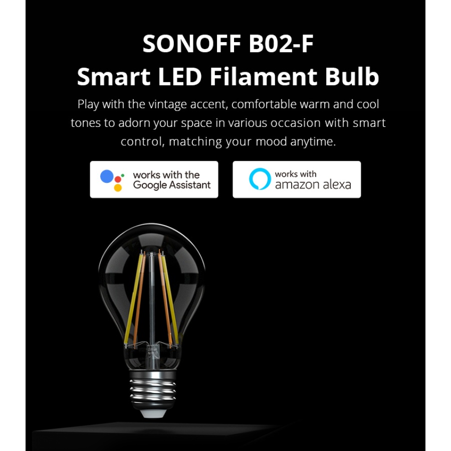 SONOFF Smart λάμπα LED Filament B02-F-A60, Wi-Fi, 7W, E27, 2200K-6500K - Image 2