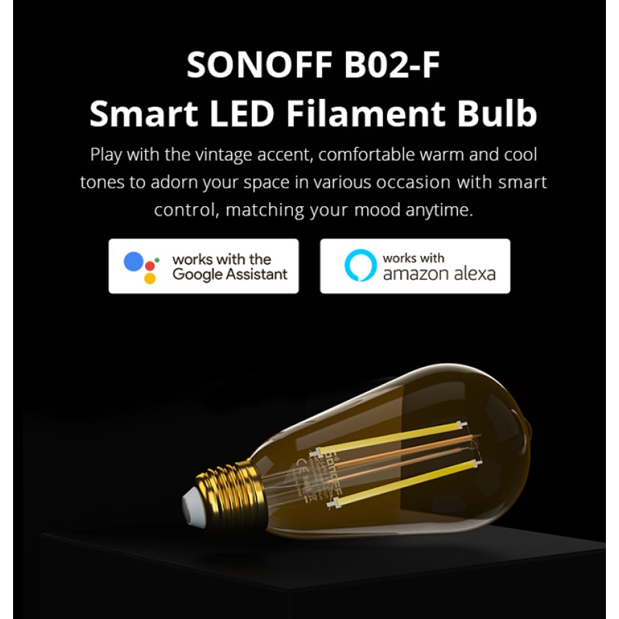 SONOFF Smart λάμπα LED Filament B02-F-ST64, Wi-Fi, 7W, E27, 1800K-5000K - Image 2