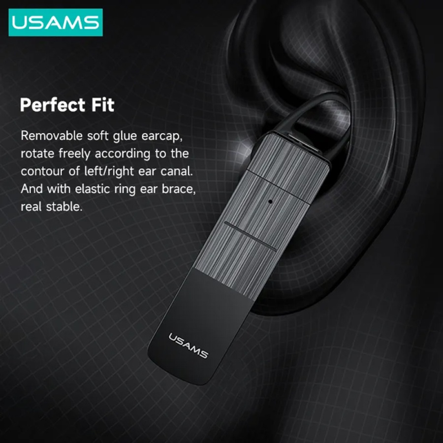 USAMS Bluetooth μονό earphone USAMS-BT2, 100mAh, 3-way κλήσεις, μαύρο - Image 4