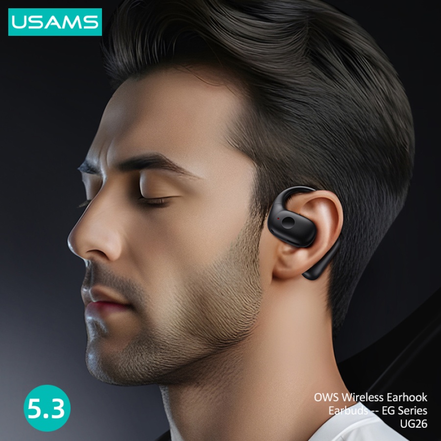 USAMS earphones με θήκη φόρτισης UG26, OWS, Φ14.2mm, 50/300mAh, μαύρα - Image 2