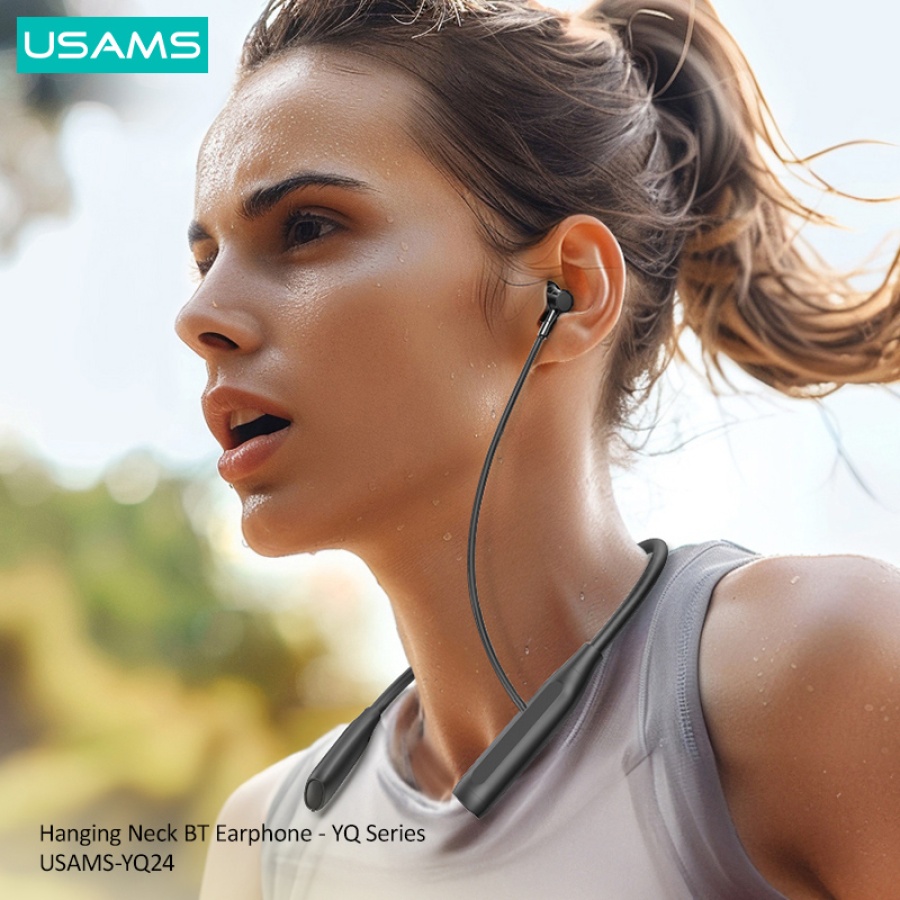 USAMS earphones YQ24 με μαγνήτη, Bluetooth, 130mAh, μαύρα - Image 2