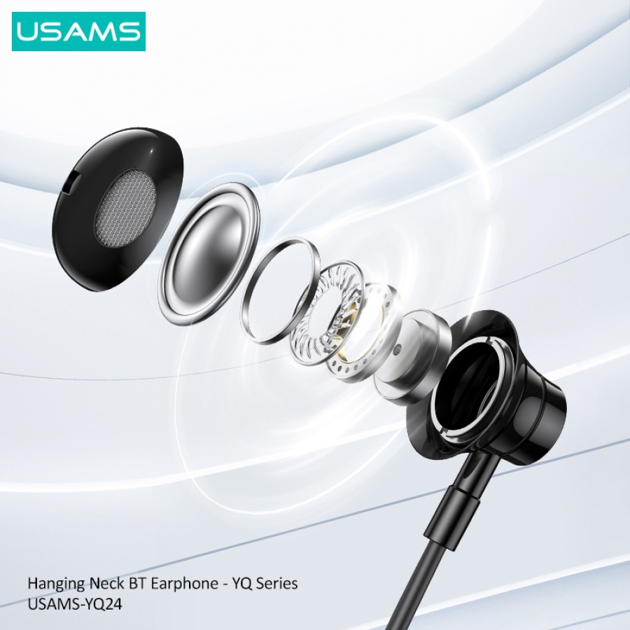 USAMS earphones YQ24 με μαγνήτη, Bluetooth, 130mAh, μαύρα - Image 3