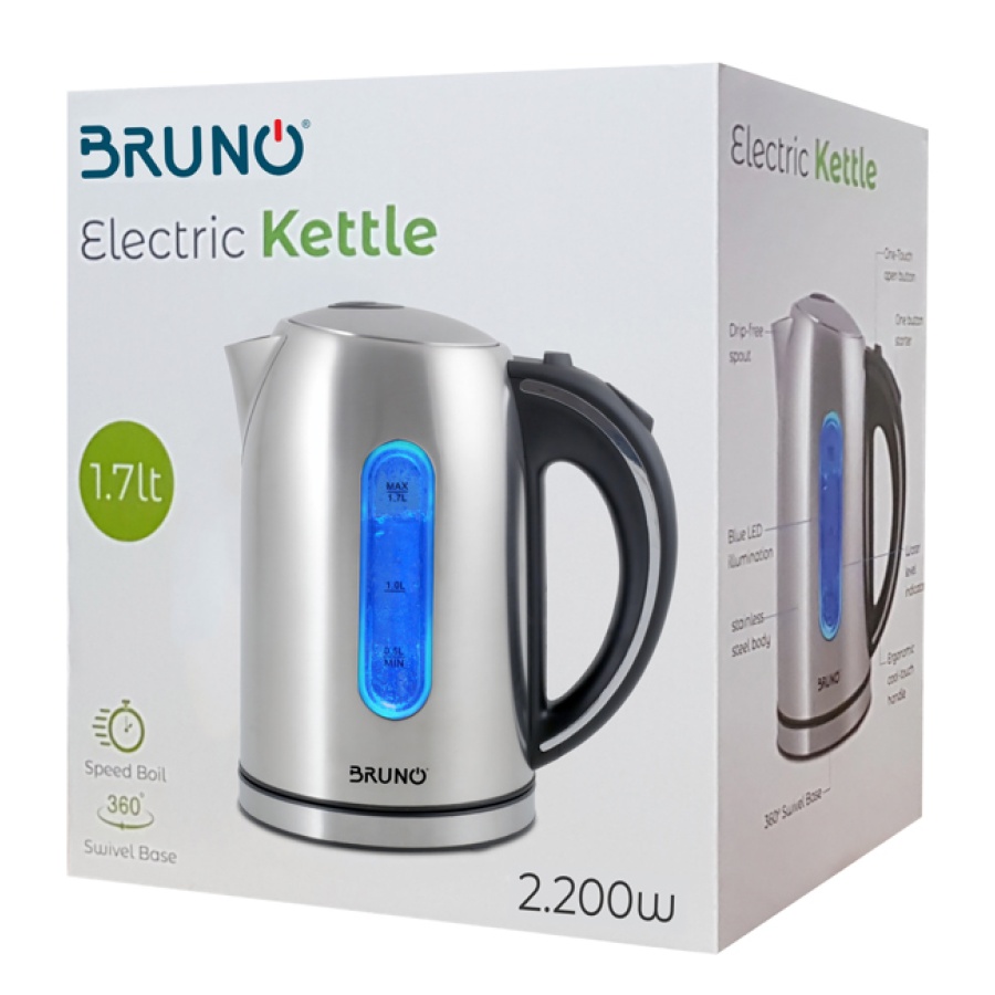 BRUNO Ηλεκτρικός βραστήρας BRN-0028, 2200W, 1.7lt, βάση 360°, LED - Image 3