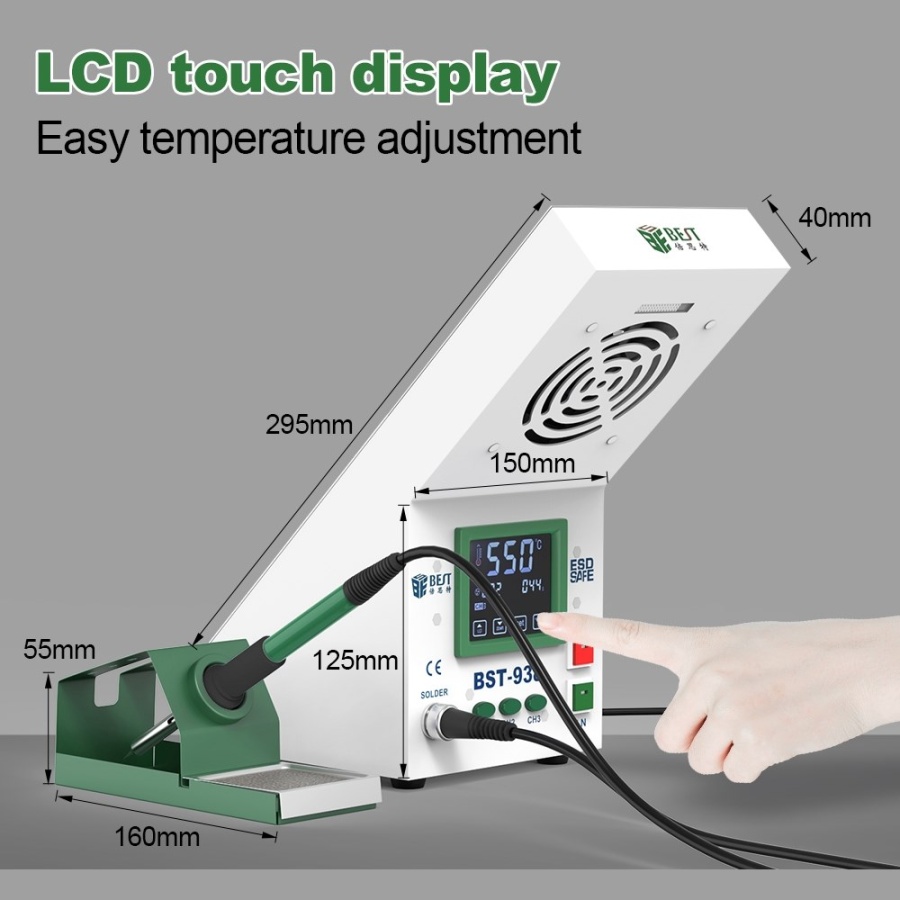 BEST Soldering Station BST-938 με σταθμό απορόφησης καπνού και LED φως - Image 3