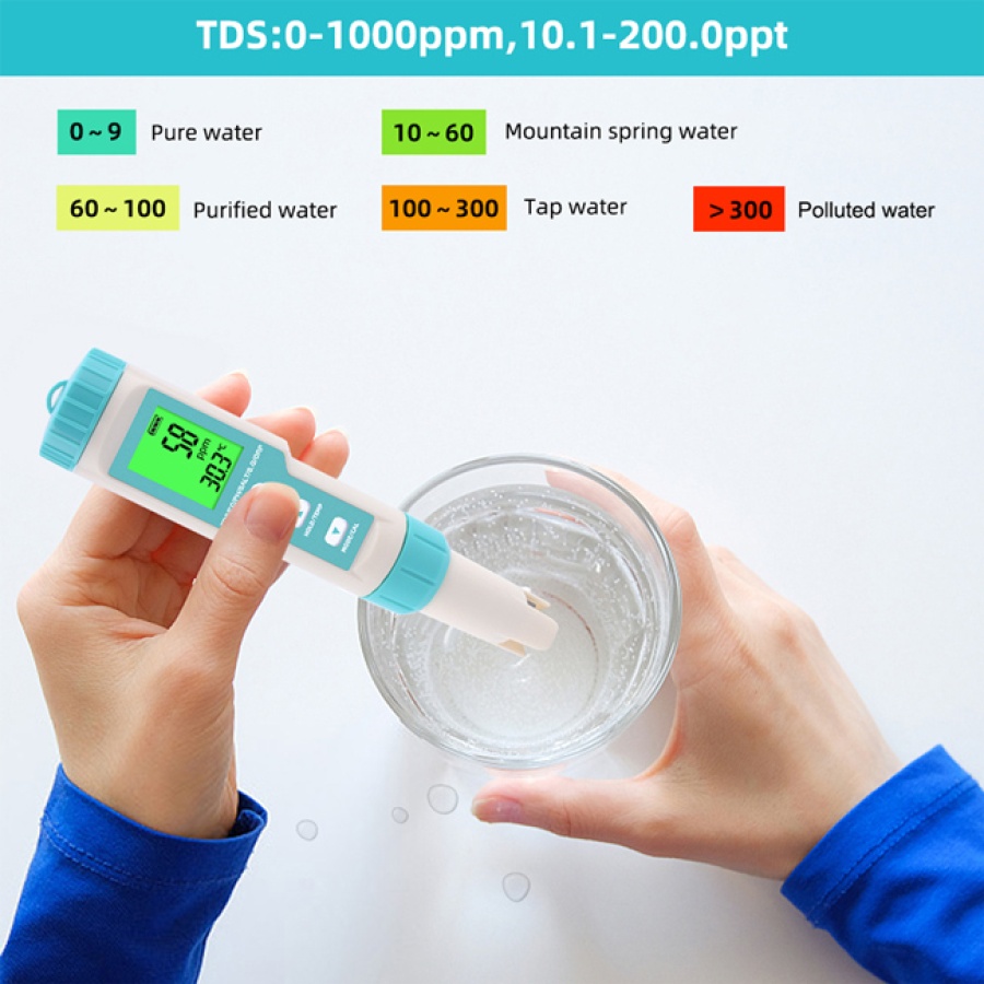 NOYAFA tester ποιότητας νερού C-600, TDS/EC/PH/SALT/S.G/ORP/0-60 °C - Image 5