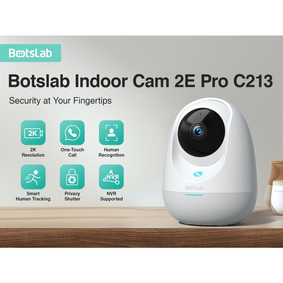 BOTSLAB smart κάμερα C213, 3MP/2K, WiFi & LAN, 360° PTZ, SD - Image 2