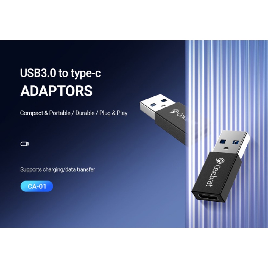 CELEBRAT αντάπτορας USB 3.0 σε USB-C CA-01, 3A, 5Gbps, μαύρος - Image 2