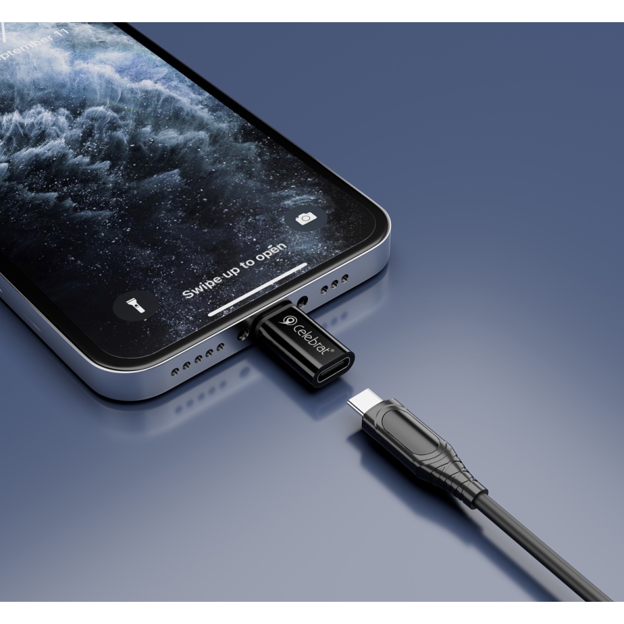 CELEBRAT αντάπτορας Lightning σε USB-C CA-03, 2A, 480Mbps, μαύρος - Image 4