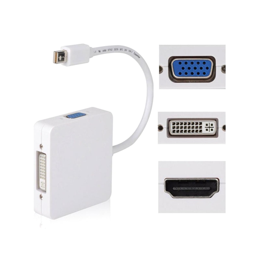 POWERTECH αντάπτορας mini DisplayPort σε HDMI/DVI/VGA CAB-DP016, λευκός - Image 3