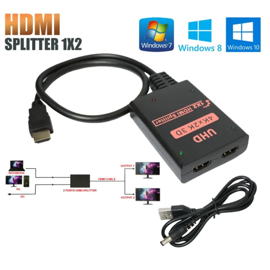 POWERTECH HDMI splitter CAB-H156, 2 σε 1, 4K/60Hz, HDR/HDCP, 50cm, μαύρο - Image 2