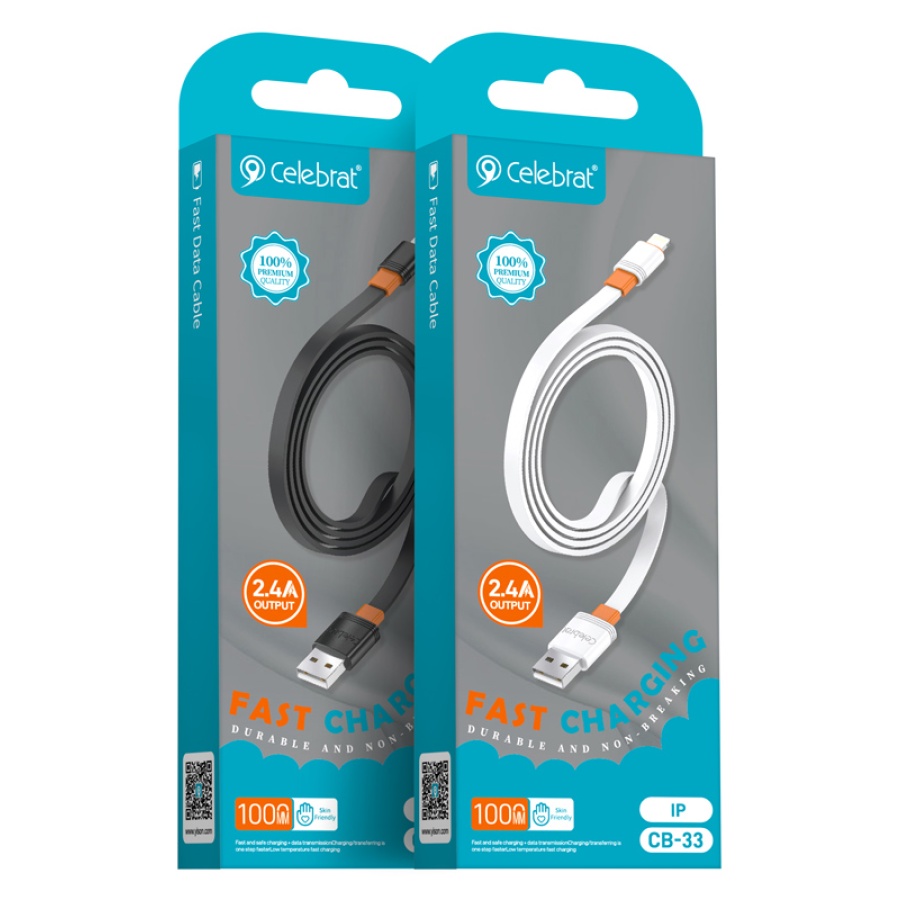 CELEBRAT καλώδιο Lightning σε USB CB-33L, flat, 12W, 1m, μαύρο - Image 4