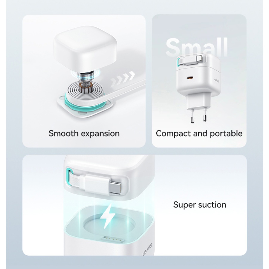 USAMS φορτιστής τοίχου US-CC202 με καλώδιο USB-C, USB-C, 35W GaN, λευκός - Image 3