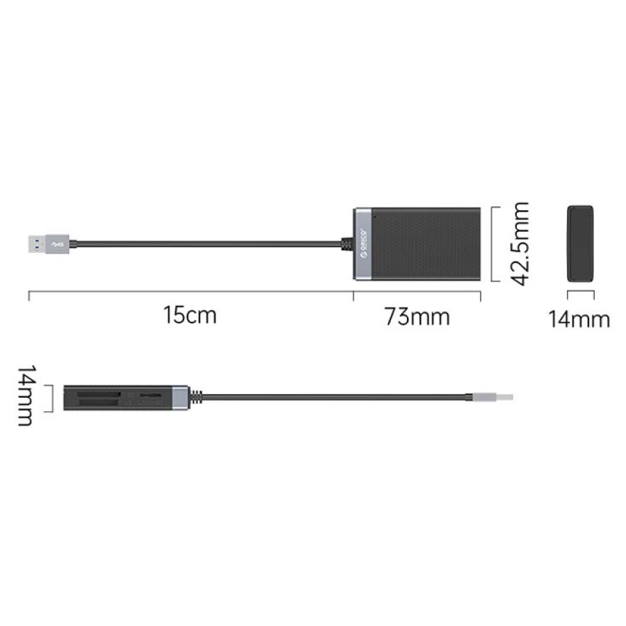 ORICO card reader CL4T-A3 για Micro SD/SD/CF/MS, USB 3.0, μαύρο - Image 3