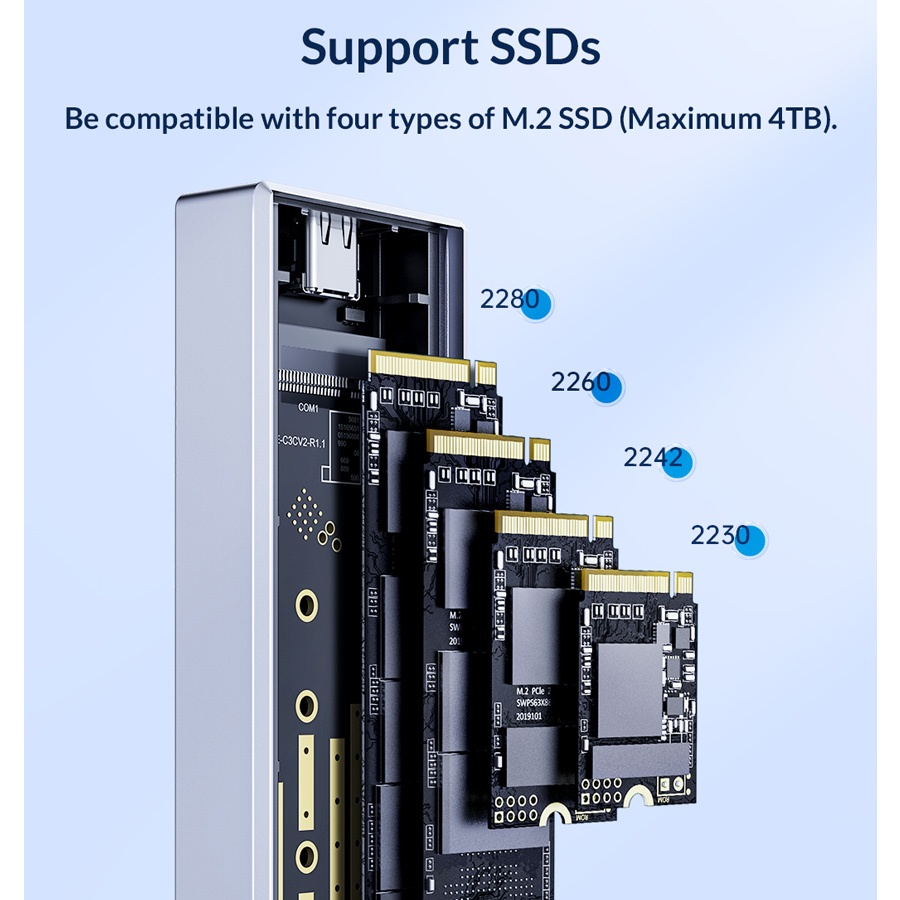 ORICO θήκη για Μ.2 SATA SSD CM2C3-GY-BP, 6Gbps, έως 4TB, γκρι - Image 2