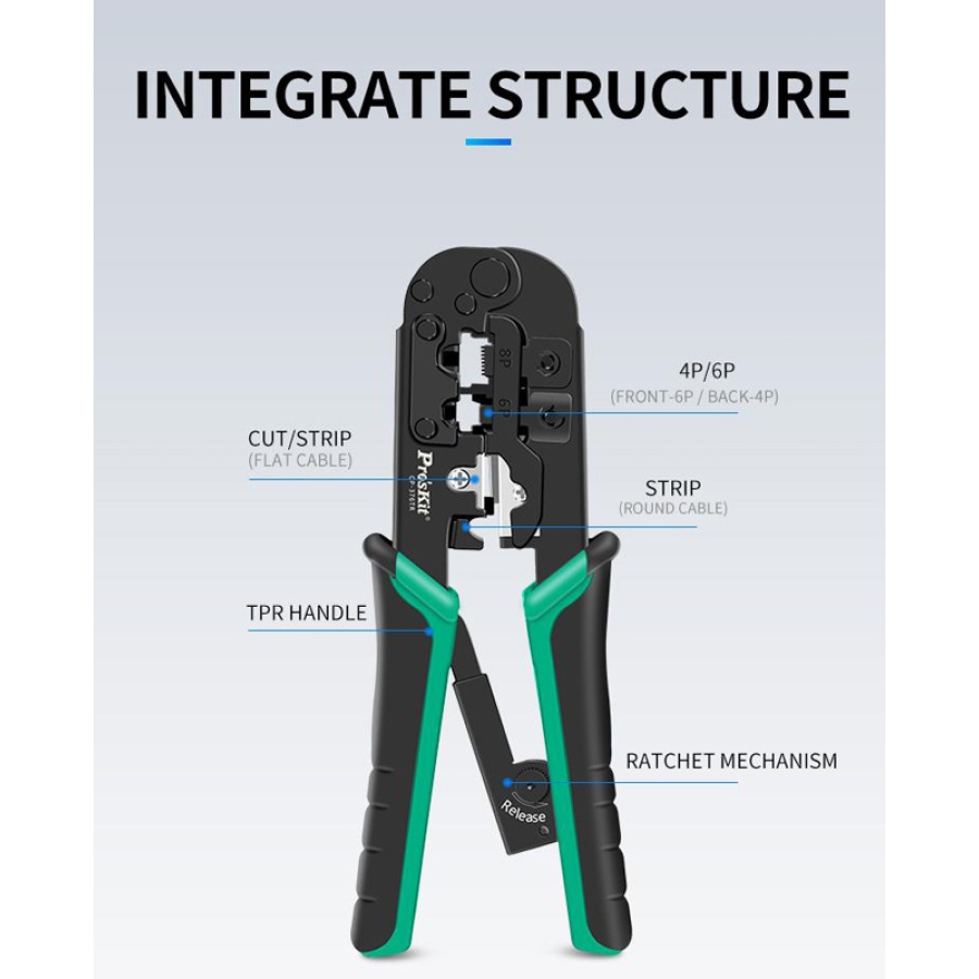 PROSKIT πρέσα ακροδεκτών CP-376TR για καλώδια δικτύου 4P/6P/8P - Image 3