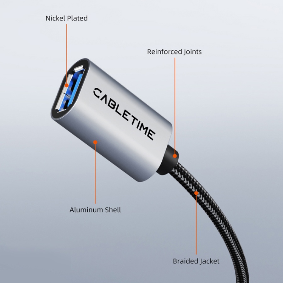 CABLETIME καλώδιο προέκτασης USB CT-AMAF1, 5Gbps, 2m, μαύρο - Image 5