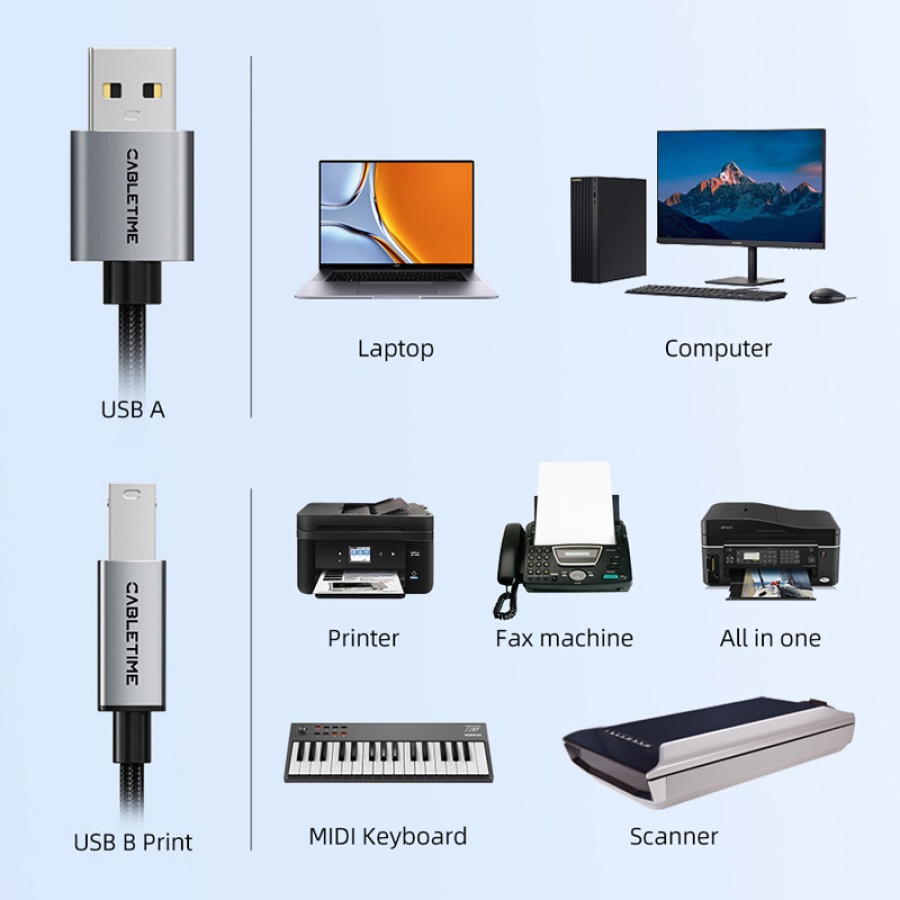 CABLETIME καλώδιο USB σε USB Type B CT-AMBM1, 480Mbps, 3m, μαύρο - Image 6