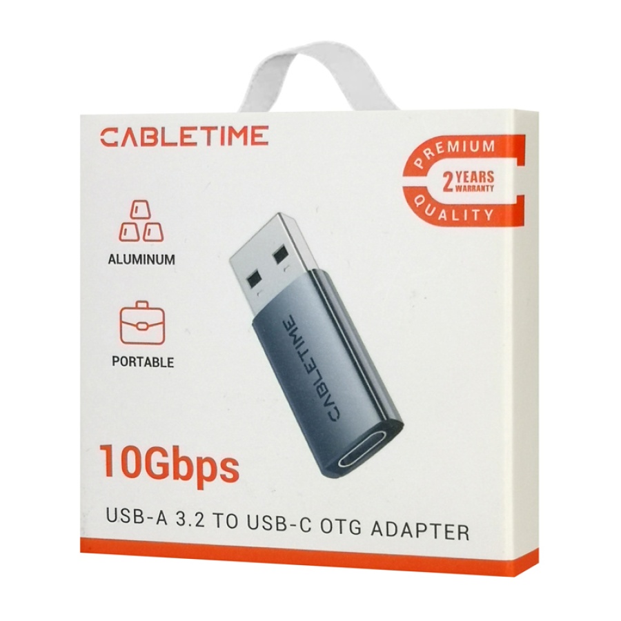 CABLETIME αντάπτορας USB-C σε USB CT-AMCF10-AG, 10Gbps, 15W, γκρι - Image 8