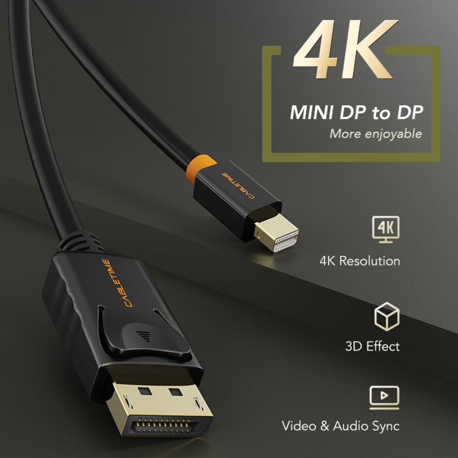 CABLETIME καλώδιο mini DisplayPort σε DisplayPort CT-AV588-02G, 4K/60Hz, 1m, λευκό - Image 2