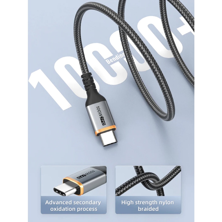 CABLETIME καλώδιο USB-C CT-CM100, 100W PD, 1m, μαύρο - Image 4