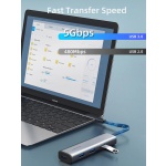 CABLETIME USB hub CT-HUBP4, 4x θυρών, 5Gbps, USB-C σύνδεση, γκρι - Image 4