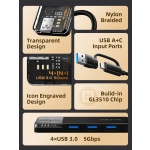 CABLETIME USB hub CT-HUBT3-PB, 4x θυρών, 5Gbps, USB/USB-C σύνδεση, μαύρο - Image 4