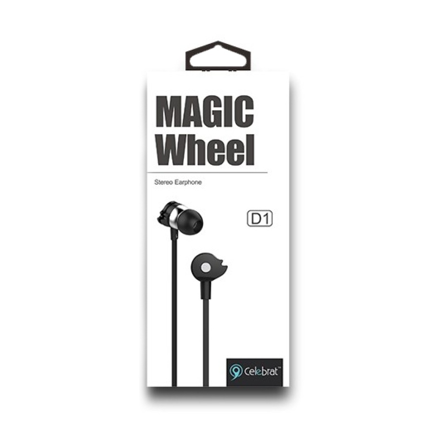 CELEBRAT earphones με μικρόφωνο D1, 3.5mm, Φ10mm, 1.2m flat, μαύρα - Image 2