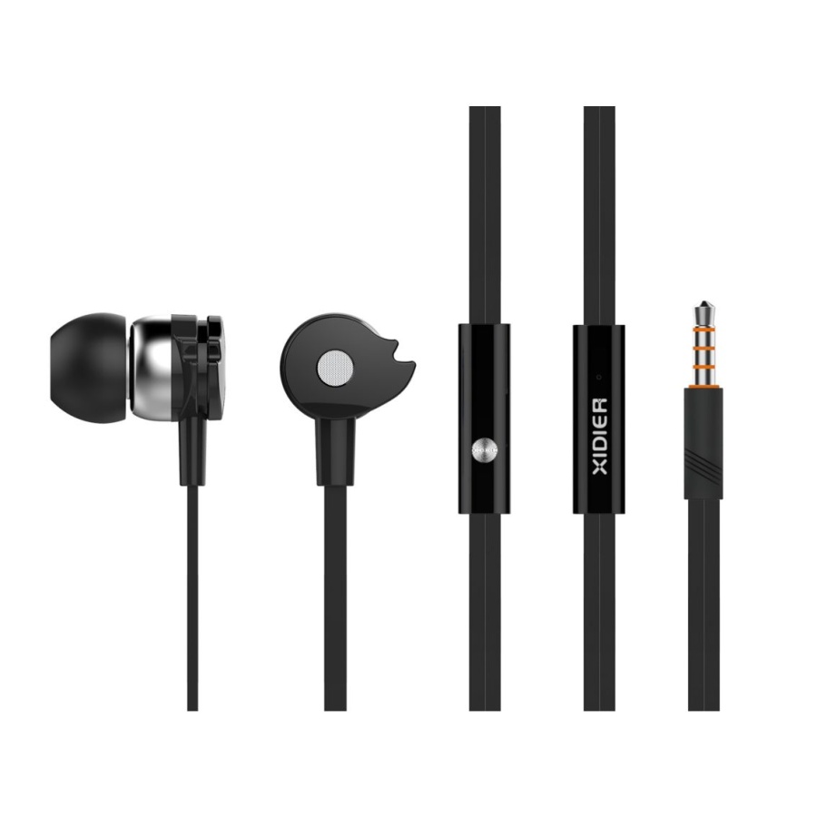 CELEBRAT earphones με μικρόφωνο D1, 3.5mm, Φ10mm, 1.2m flat, μαύρα