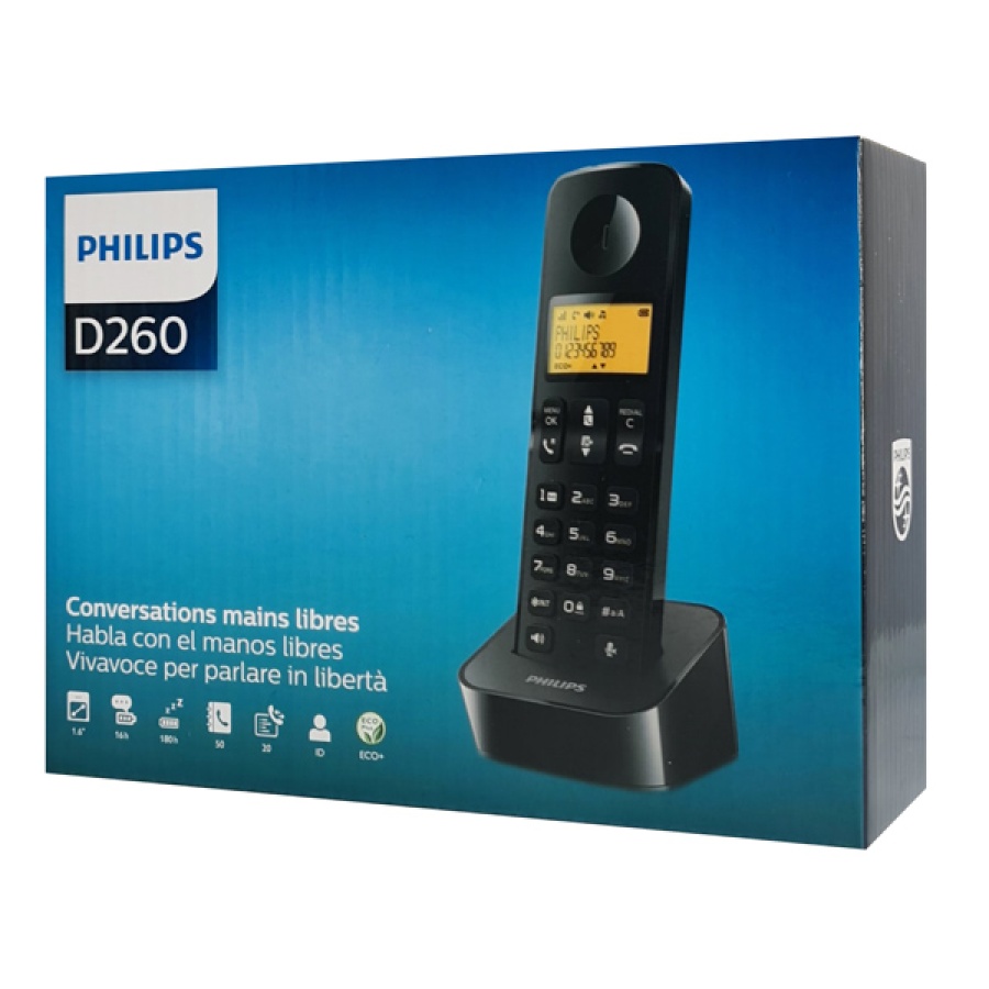 PHILIPS ασύρματο τηλέφωνο D2601B-34, με ελληνικό μενού, μαύρο - Image 4