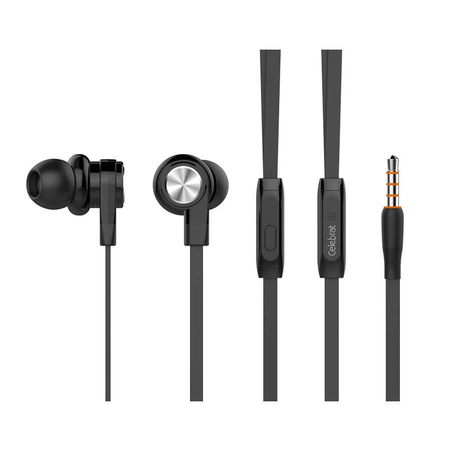 CELEBRAT earphones με μικρόφωνο D9, 3.5mm σύνδεση, Φ10mm, 1.2m, μαύρα - Image 2