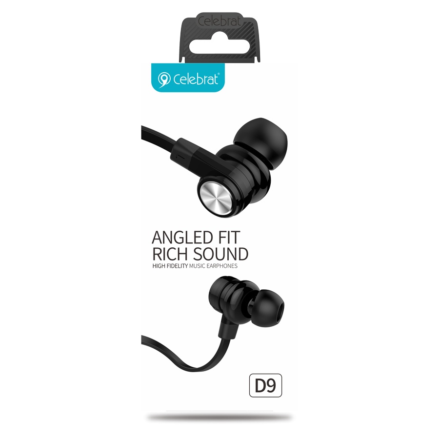 CELEBRAT earphones με μικρόφωνο D9, 3.5mm σύνδεση, Φ10mm, 1.2m, μαύρα - Image 5