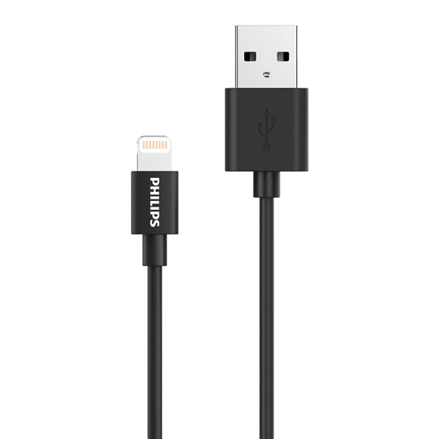 PHILIPS καλώδιο USB σε Lightning  DLC3104V-00, 2.4Α 12W, 1.2m, μαύρο