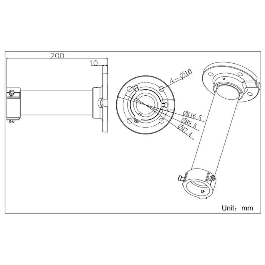 HIKVISION HIWATCH βάση κάμερας DS-1661ZJ, μεταλλική, λευκή - Image 2