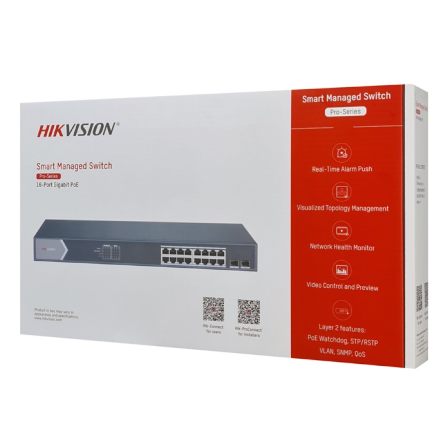 HIKVISION Managed switch DS-3E1518P-SI, 16x PoE & 2x SFP ports, 1000Mbps - Image 4