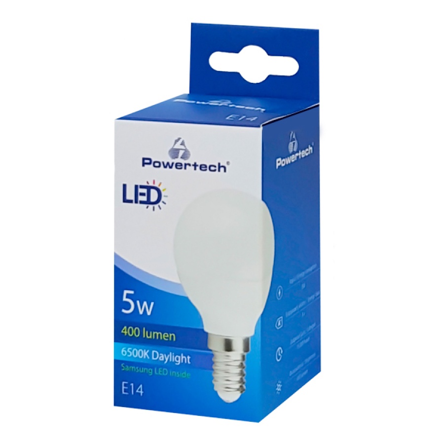 POWERTECH LED Λάμπα Mini Globe E14-006 5W, 6500K, E14, Samsung LED, IC - Image 2