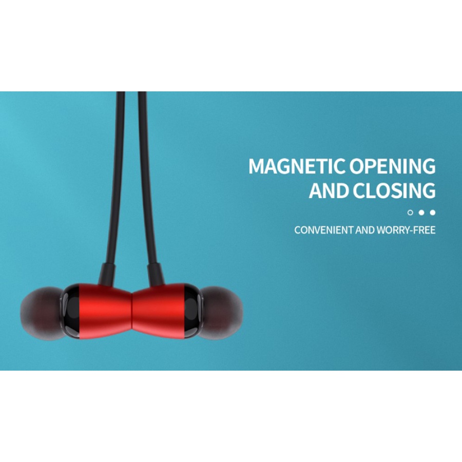 YISON earphones E19 με μαγνήτη, Bluetooth, 10mm, 130mAh, κόκκινα - Image 2