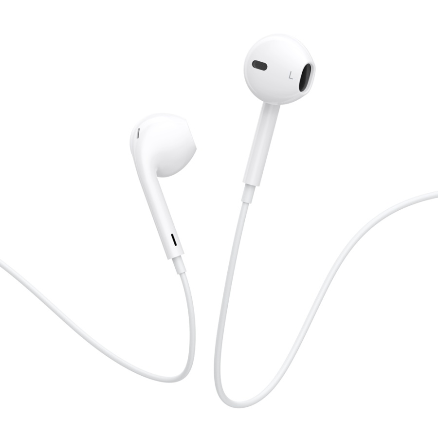 CELEBRAT earphones με μικρόφωνο E500, USB-C σύνδεση, Φ14mm, 1.2m, λευκά - Image 3