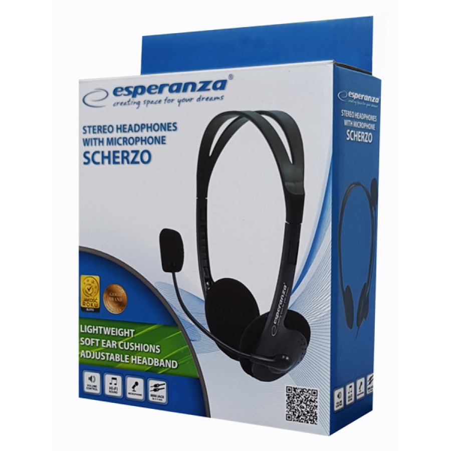 ESPERANZA Headphones με μικρόφωνο Scherzo EH102, 2x 3.5mm, 2.5m, μαύρα - Image 4