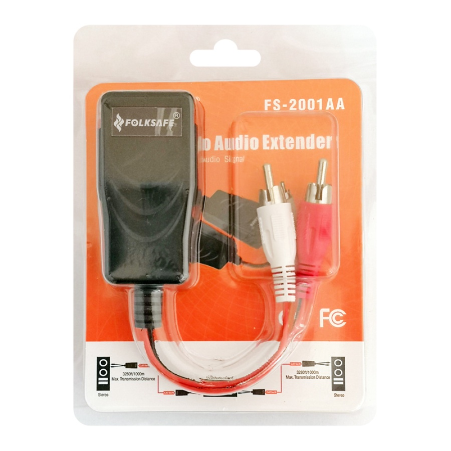 FOLKSAFE audio extender FS-2001AA μέσω καλωδίου RJ45, RCA σε RCA, έως 1000m - Image 2