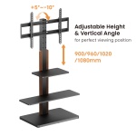BRATECK βάση δαπέδου FS52-46T-02 για τηλεόραση 32-75" έως 40kg, με ράφια - Image 3